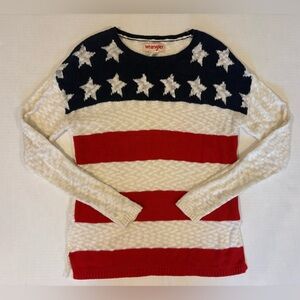 Wrangler red white & blue striped pullover sweater with stars size medium